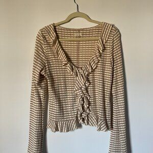 Pilcro Ruffled Cardigan Sweater